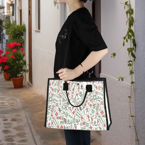 WZMPA Mahjong Lucky Cosmetic Bag Mahjongs Inspired Gift Mah-jong Zipper Pouch Bag Mahjongs Merchandise (Mahjong BG)