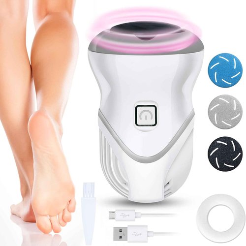 Electric Foot File for Dead Skin Removal, Featuring a Dander Vacuum Foot Scrubber with 2 Speeds and 3 Grinding Heads, Callus Remover Kit for Cracked Skin and Calluses