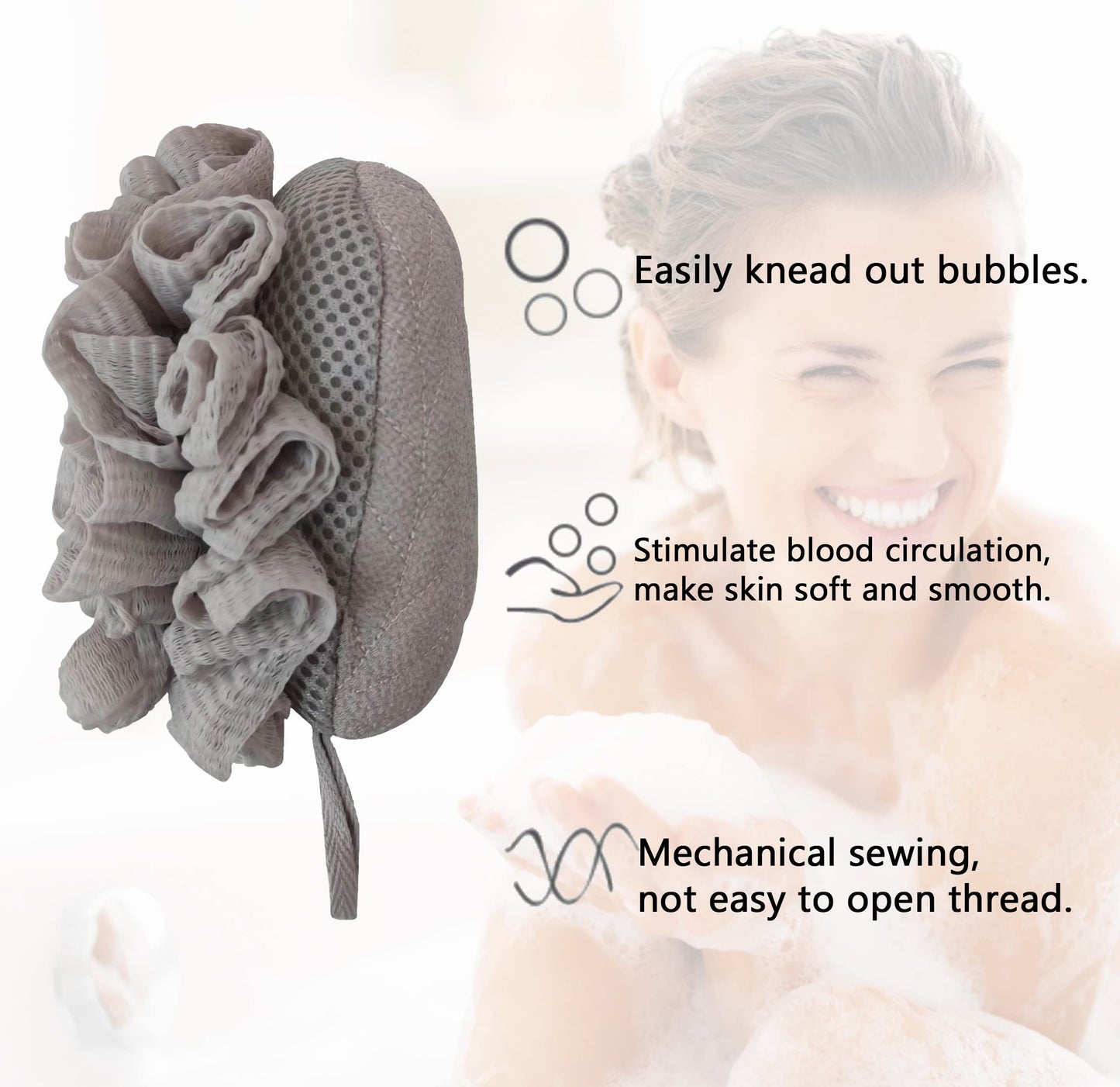 Evohyah Scrubber Back for Shower Extended Length Scrubber Towel Exfoliating Washcloth Body Scrub Sponge Shower Loofah with Handle for Women Men Deep Clean Body Skin Massages