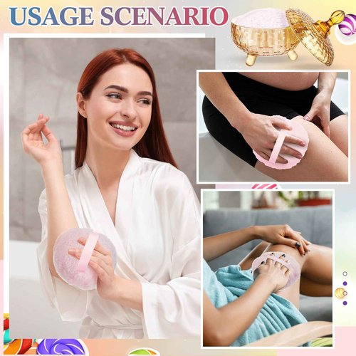 Tioncy 2 Pcs Extra Large Dusting Powder Puff and Container for Women-5.43'' Glass Crystal Dusting Powder Container with 5.91'' Body Soft Washable Reusable Velour Face(Amber,Weave Design)
