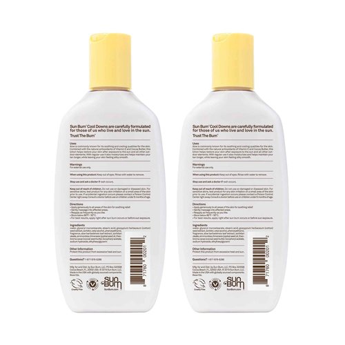 Sun Bum Cool Down Aloe Vera Lotion Vegan After Sun Gel With Cocoa Butter To Soothe and Hydrate Sunburned Skin, 8 oz (Pack of 2)