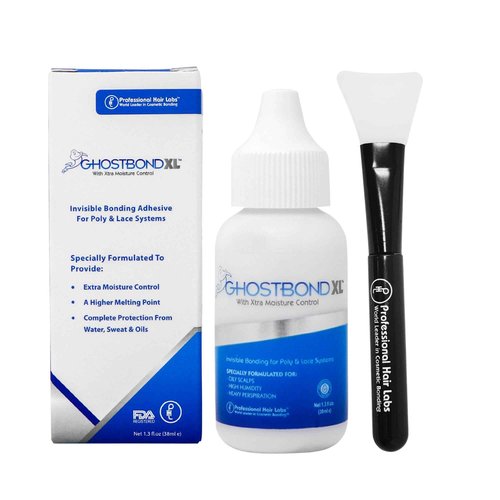 GHOSTBOND XL Hair Replacement Adhesive 1.3oz & Silicone Applicator – Invisible Lace Wig Glue, Water & Oil-Resistant, Non-Toxic, Easy Application for Lace Wigs & Hair Systems