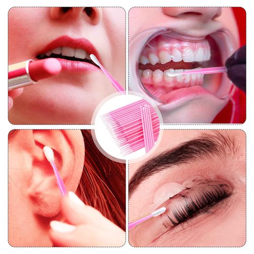 Yaomiao 3000 Pcs Eyelash Extension Supplies Kit Glue Rings for Eyelash Extensions Disposable Heart Shape Lash Rings, Eyelash Brush Mascara Wand Cotton Swabs for Beauty Salon Eyelash Extensions, Pink
