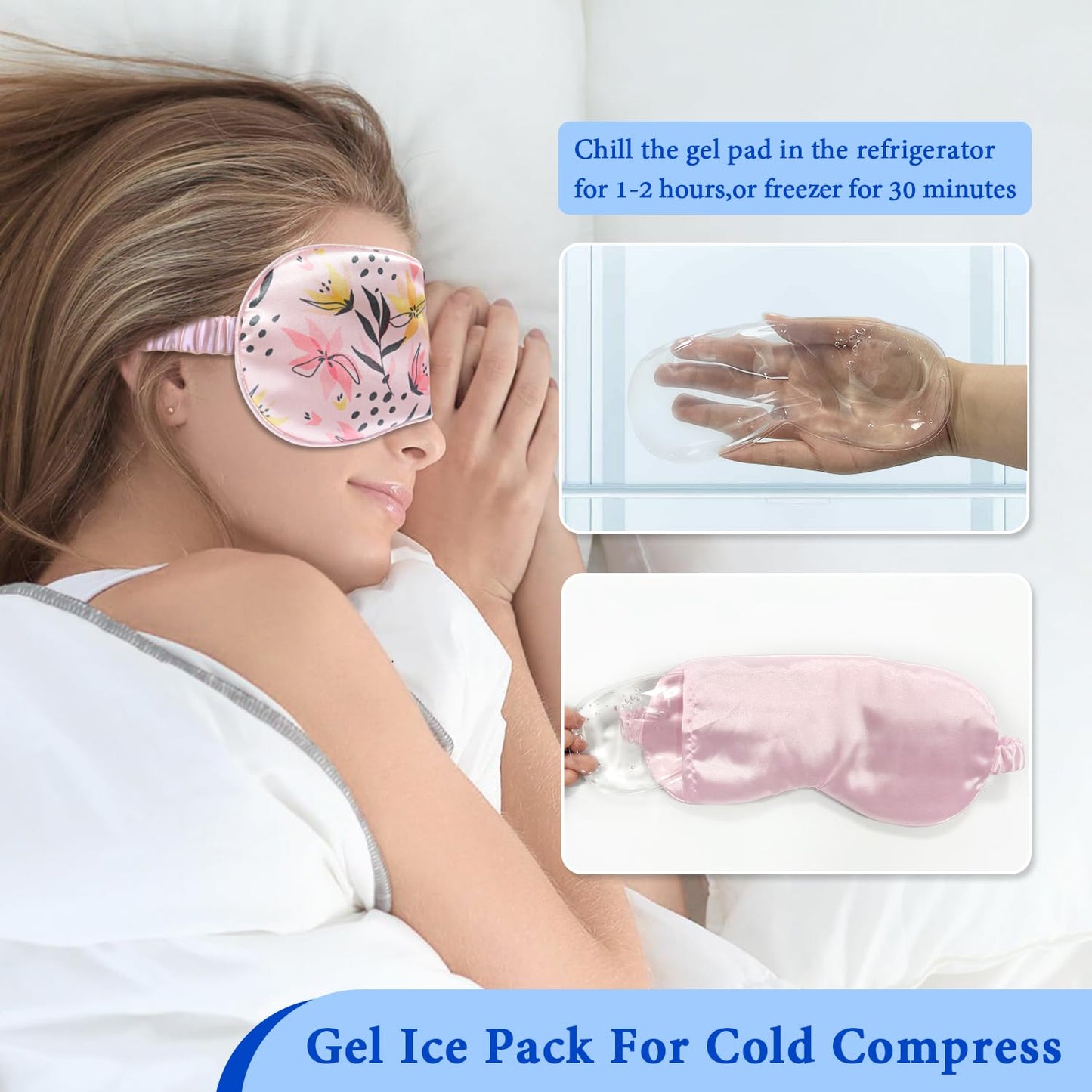 Cooling Eye Mask,Gel Eye Mask for Dark Circles,Migraines,Eye Surgery,Warm Compress for Eyes,Eye Mask for Dry Eyes,Blepharitis & Stye Eye Treatment,3 in 1 Weighted Eye Mask for Sleeping(Pink)