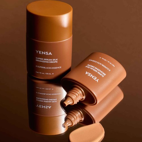 YENSA Super Serum Silk Bronzing Drops for Face - Liquid Bronzer Drops Enriched with Bakuchiol, Ferulic Acid & Super Oils - Hydrates & Nourishes with a Subtle Shimmer Finish - Universal Shade (1 Fl oz)