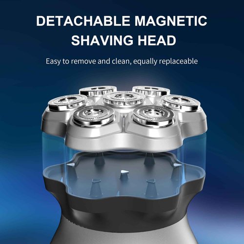 Bald Head Shavers for Men,Magnetic 7D Rotary Electric Shaver Bald Head,Cordless USB-C Rechargeable Face Beard Razors,IPX6 Waterproof Wet/Dry Shaving with LED Display