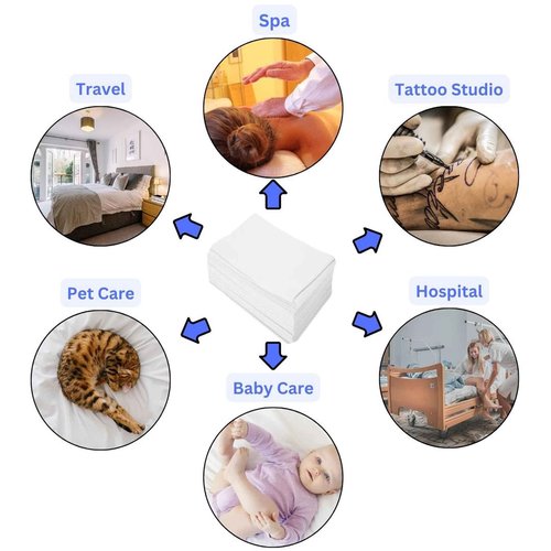 Disposable Single-Use Pre-Cut Bed Sheets for Massage, Spa | Nonwoven | Size: 30 x 71 Inch | 50 Pieces per Pack | Color: White | Disposable Bedsheets for Spa, Massage, Tatoo and Beauty Salon by KGS