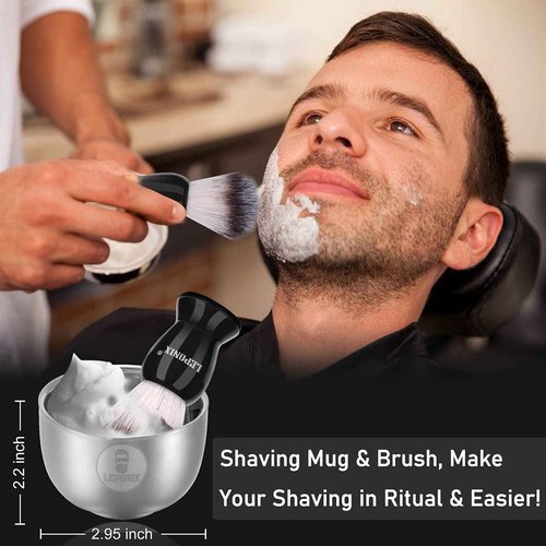 Shaving Kit for Men - Secret Santa Gift Set, Includes Safety Razor, Sandalwood Shaving Cream, Aftershave, Pre-shave Oil, Brush, Bowl & Apron Bib - Christmas Gifts for Him Husband Dad Stocking Stuffers