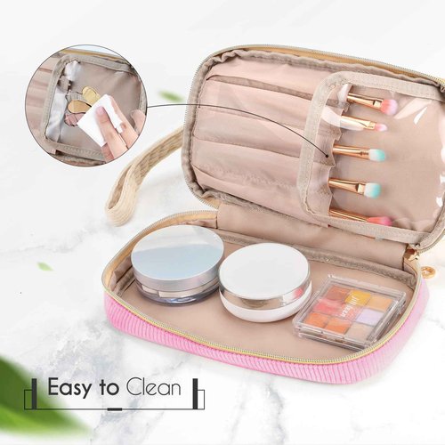 Birthday Gifts for Girls, Personalized Initial Make up Bag 18th Birthday Gifts for Girls Women, Travel Make up Bag Cosmetic Bag Preppy Stuff Bag for Her Mom Girlfriend Wife Teacher - Pink C