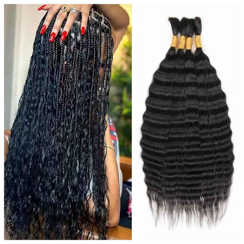 WZVHAIR Super Wave Bulk Human Hair For Braiding No Weft 100g (1Pack-4PCS) Wet and Wavy Human Braiding Hair 100% Virgin Human Hair Super French Human Bulk Hair For Boho Braids (Super Bulk 16 Inch)