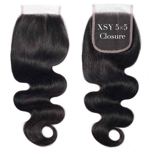 5x5 HD Lace Closure Body Wave lace Frontal Closure Ultra-thin Invisible Transparent Lace Closure Human Hair Pre-Plucked Brazilian Human Hair Closure Natural Color 18 Inch