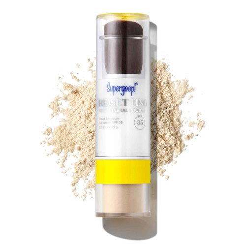 Supergoop! (Re) setting Mineral Powder, Translucent - 0.15 oz - Makeup Setting Powder + Broad Spectrum SPF 35 PA+++ Sunscreen - With Ceramides, Olive Glycerides & Coated Silica Spheres