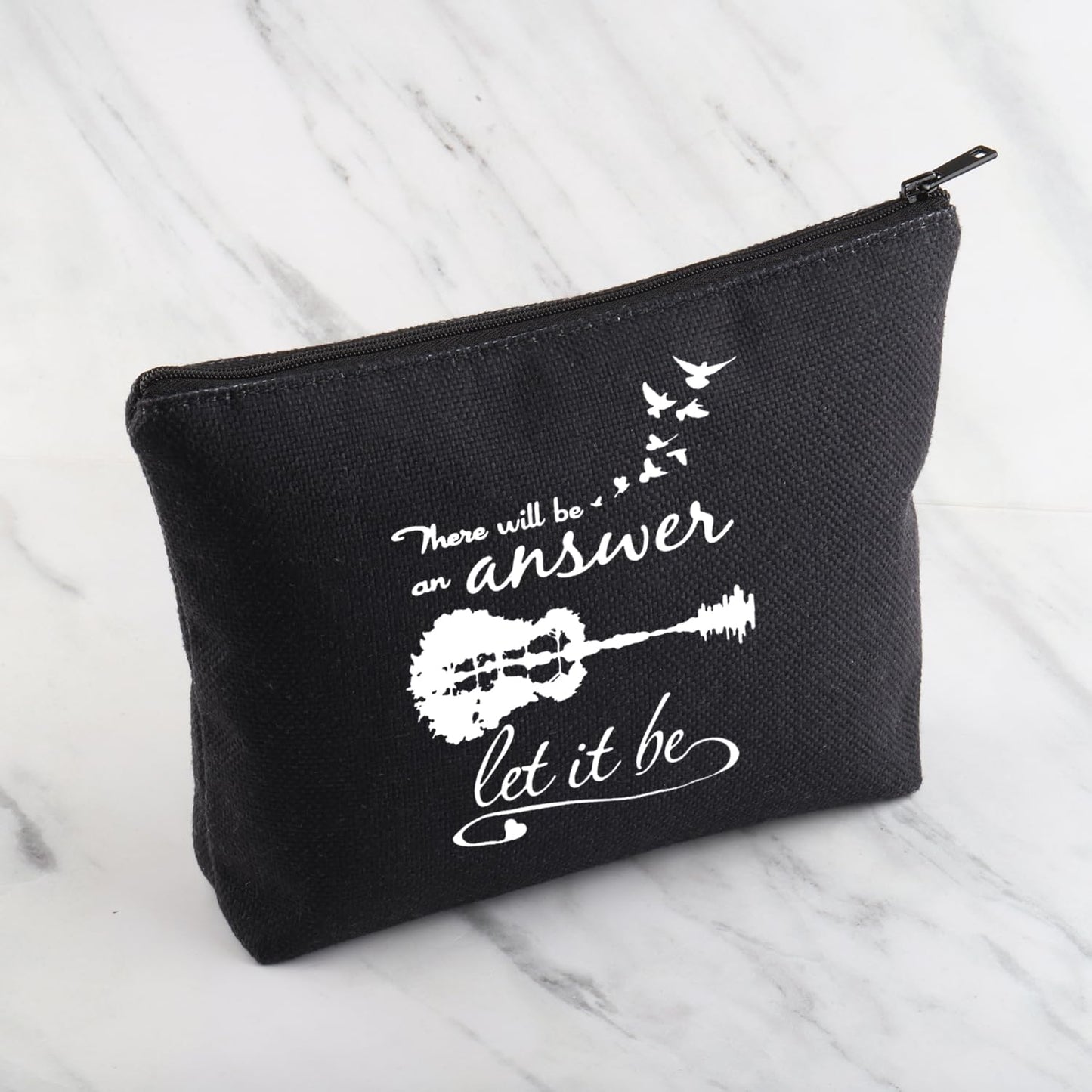 MNIGIU Song Lyrics Inspired Gift There Will Be Answer Let It Be Cosmetic Bag Music Album Gift Music Fan Gift (There will be answer let it be Black)