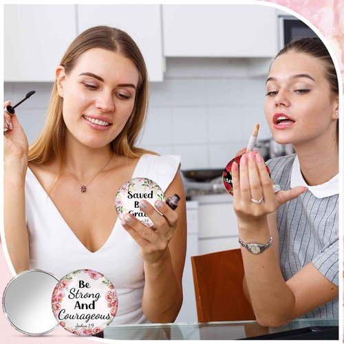 36 Pcs Mini Christian Compact Mirror Christian Gifts Bulk Floral Bible Verse Mini Compact Mirrors Religious Scripture Gifts Inspirational Portable Mirror for Women Coworkers Church Party Favors