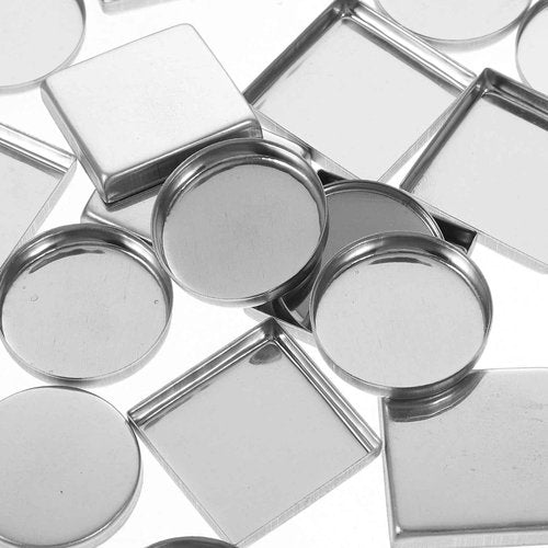 Beatifufu 30pcs Empty Metal Round and Square Pans for Eyeshadow and Makeup Palettes Empty Eyeshadow Containers and Accessories for DIY Makeup Projects