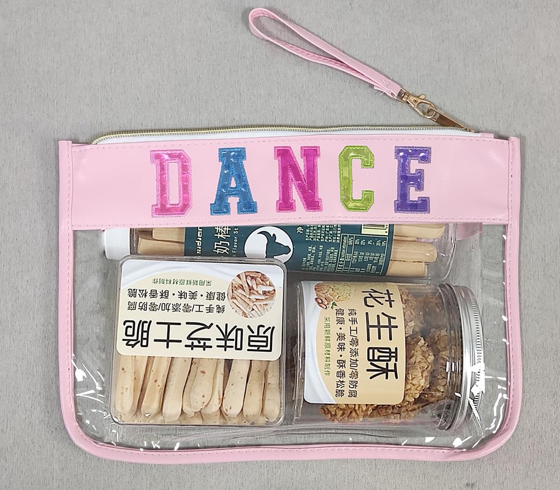 HYOOG Dance Recital Gifts Letter Clear Zipper Snack Bag For Travel, Pvc Clear Makeup Bag, Cosmetic Travel Bag For Women Gift (Dance, 4)