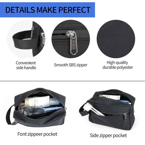 XQXA Toiletry Bag for Men, Hanging Dopp Kit Water Resistant Travel makeup Bag for women, Mens Travel Bag Shaving Bag for Toiletries Accessories (Black)