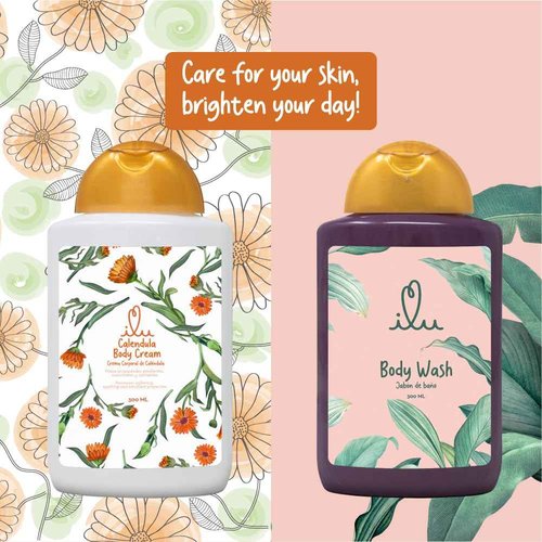 ILU Body Cream & Body Wash Bundle - Multi-Purpose Relief & Nourishment, Plant-Powered Hydration, Invigorating Cleansing, Soothes & Moisturizes, Normal Skin Types, pleasant aroma, 10 fl oz (Pack of 2)