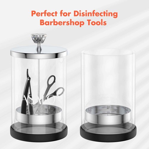 TASALON Barber Jar Pack of 1 - 25 oz Stainless Cap and Glass Jar with Removable Basket, Salon or Nail Spa