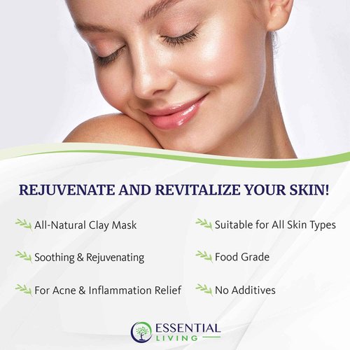 Essential Living: Bentonite Clay Powder - All-Natural DIY Skin Care Facial Mask for Deep Cleansing, Acne and Chapped Skin - 2 lbs. - Suitable for All Skin Types - No Additives - Cosmetic Grade