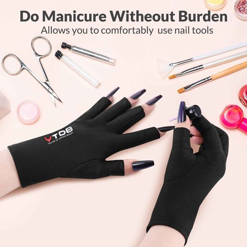 YTDB Fingerless Gloves, UV Protection Gloves for Women, Ideal for Gel Manicures and UV Light for Nails, Lightweight and Stretchy Fabric