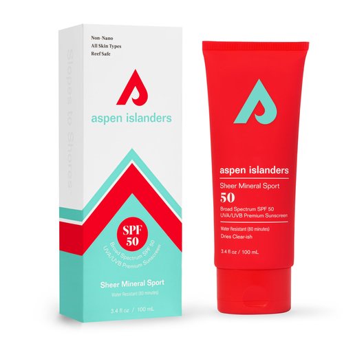 aspen islanders Hawaii Reef Compliant Act 104 Sheer Mineral Sport Sunscreen Lotion SFP 50, No White Cast Zinc | Face & Body | Anti-Aging | Non-Toxic | Water-Resistant | Anti-Irritating (3.4 fl oz)