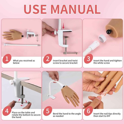Silicone Practice Hand for Acrylic Nails - Soft Touch Liquid Silicone Hand for Practice - Flexible Realistic Nail Mannequin Hand Practice for Training