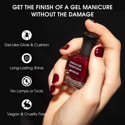 Deborah Lippmann Gel Lab Pro Nail Polish Treatment Enriched for Health, Wear, and Shine No Animal Testing, 21 Free, Vegan Red and Purple Colors