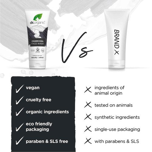 DR ORGANIC Charcoal Face Wash, 0.2429 kg,DR00545