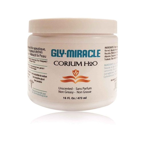 GLY MIRACLE CLEAN Corium H2O Deep Moisture Cream 16 oz Jar Long-Lasting Hydration for Dry, Cracked Skin Non-Greasy, Fragrance-Free with Pure Glycerin Safe for Sensitive Skin No Parabens/Sulfates