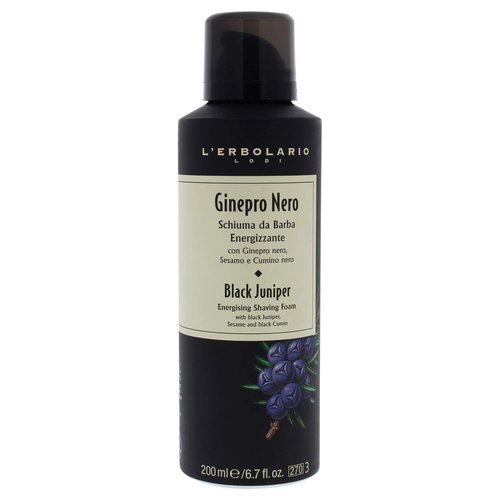 L'Erbolario Black Juniper Energising Shaving Foam - Prevents Redness And Freshens Skin - An Invigorating Fragrance - Prepares Your Face For Shaving Gently And Carefully - 6.7 Oz