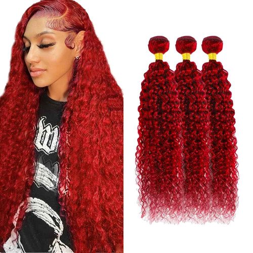 Red Bundles Human Hair Water Wave Bundles 18 18 18 Inch Unprocessed Brazilian Virgin Hair Red Water Wave 3 Bundle Human Hair Extensions 50 Gram Per Bundle