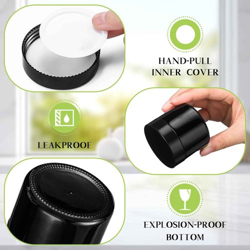 Domensi 32 Pcs 2 oz Glass Jars with Lids Travel Size Round Leakproof Empty Cosmetic Jars with Inner Liners Lid for Storing Makeup Lotions Face Cream Ointments Candle DIY Making (Black)