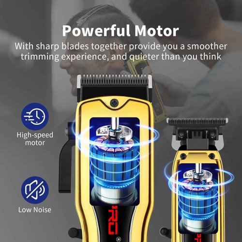 HIENA PRO Professional Hair Clipper Set for Men, Cordless Barber Clipper Set and Trimmer Kit, Electric Hair Cutting Tools with USB Rechargeable, Perfect Gifts for Men