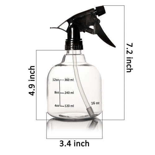 Youngever 6 Pack 16 Ounce Empty Plastic Spray Bottles, Spray Bottles for Hair and Cleaning Solutions (Black)