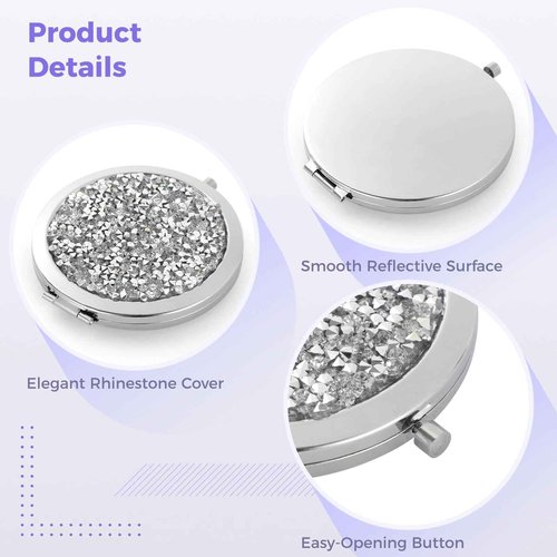 Varku 8PCS Magnifying Compact Mirrors, Pocket Travel Mirror with Magnification for Purse, Bridesmaid Mirrors Wedding Cosmetic Mirror, Mini Folding Mirror Handheld Makeup Mirror