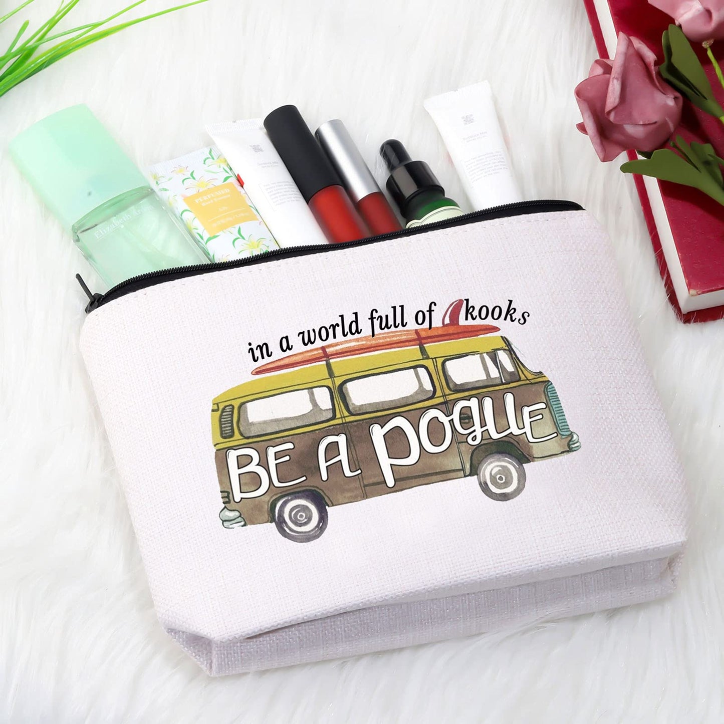 GJTIM OBX Inspired Surf Van Travel Zipper Pouch In A World Full of Kooks Be A Pouge Makeup Bag (Be A Pogue Makeup)