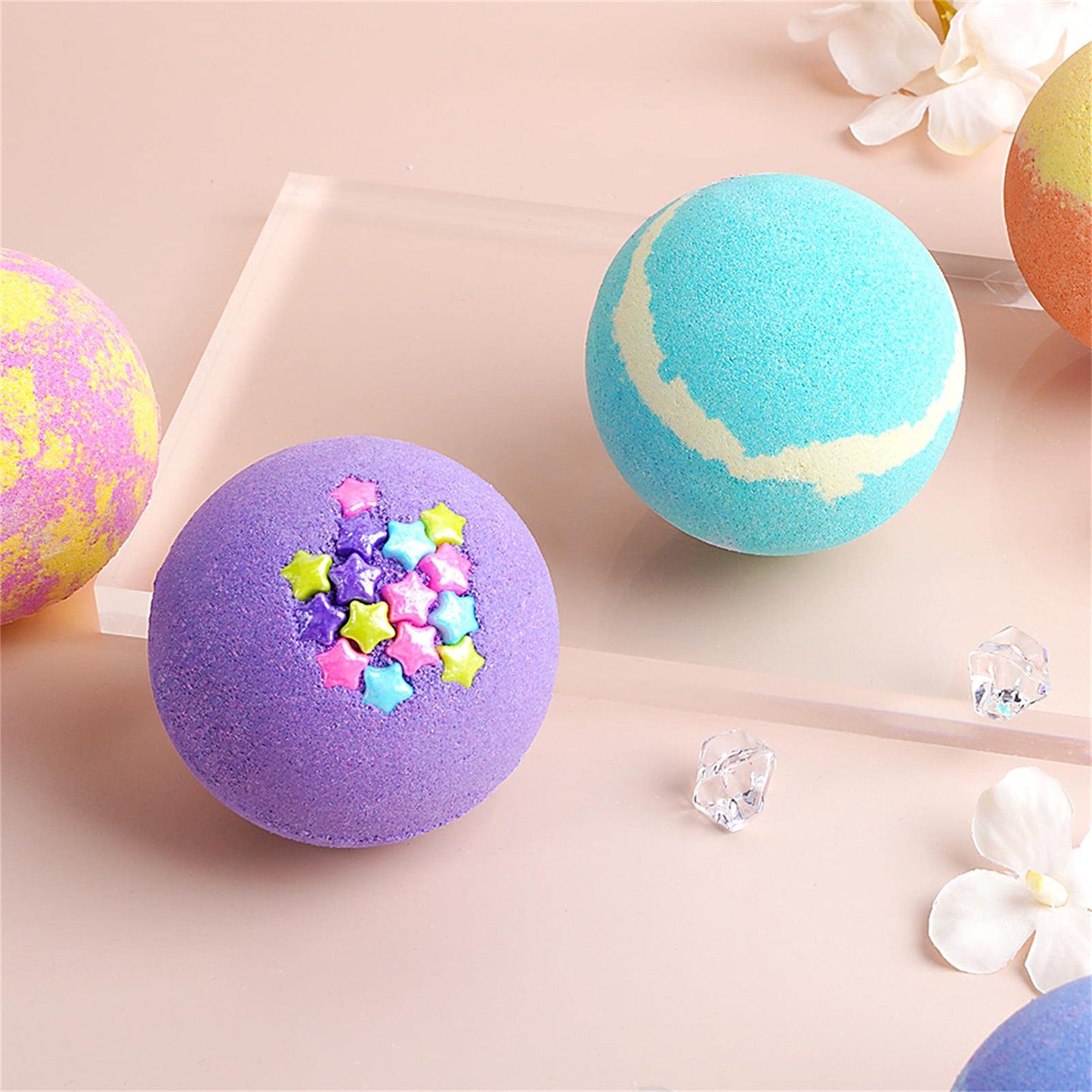 Canvalite Kids Bath Bombs with Surprise Inside 6 Pcs Handmade Bath Bombs Kits Mermaid Gifts for Girls Skin Friendly and Safe Natural Bath Bombs Spa Fizzy Bubble Bath with Little Girls Jewelry