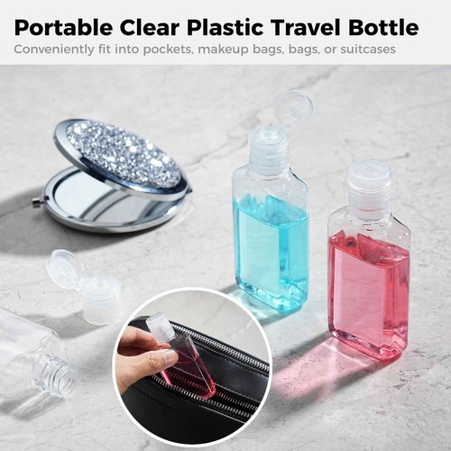 100 Pieces 1 oz Plastic Bottles Clear Travel Bottles with Flip Cap Portable Empty Hand Sanitizer Bottles, Refillable Containers for Travel Business Trip for Shower Gel, Face Creams, Body Lotions