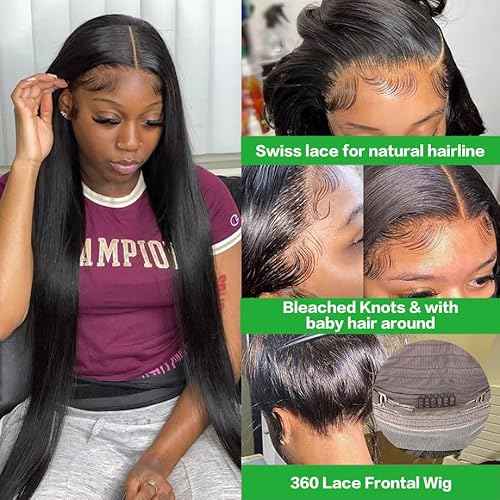GABRIELLE 32 Inch 13x4 Lace Front Straight Wigs Human Hair HD Lace Frontal Wigs Human Hair 250% Density Pre Plucked with Baby Hair Lace Wigs for Women Glueless Wig Natural Color