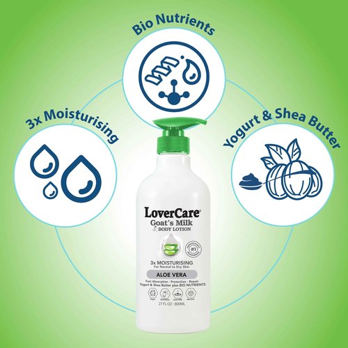 Lovercare Goat Milk Body Lotion for Dry Skin Aloe Vera 27.05 oz (800ml) - Single…
