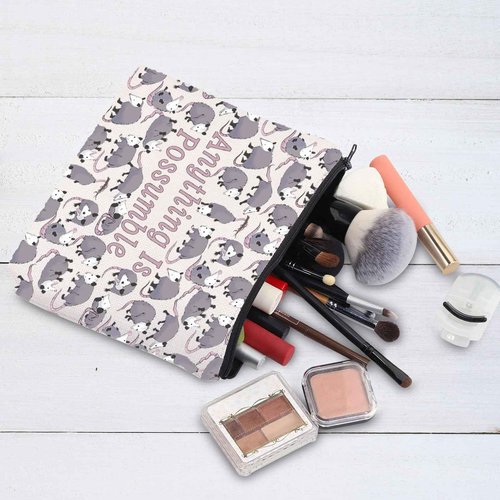 G2TUP Opossum Lover Cosmetic Bag Possum Makeup Bag Anything Is Possumble Funny Possum Zipper Bag Gift (Possumble New)