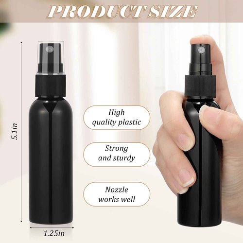 Tanlade 100 Pcs 2oz Small Spray Bottles Refillable Mini Spritzer Clear Empty Plastic Spritz Bottle Refillable Reusable Travel Size Mist Sprayer for Travel Cleaning Perfume Liquid(Black)
