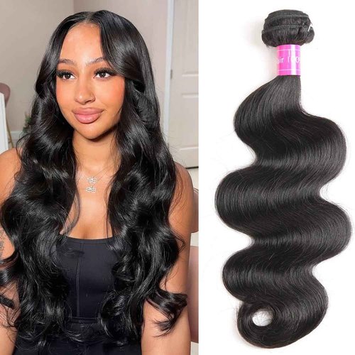 Fopeela 12A Body Wave Bundles Human Hair 1 Bundle 20 Inch 100% Unprocessed Brazilian Virgin Body Wave Human Hair Bundles for Women Natural Black