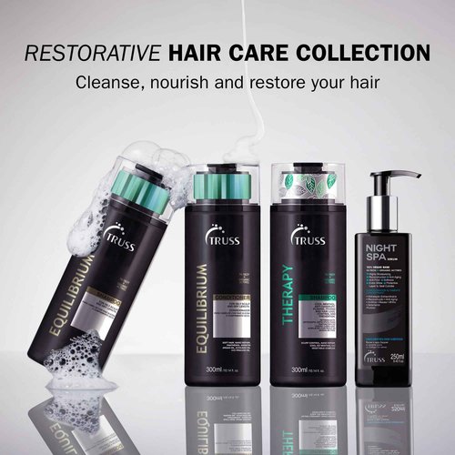 TRUSS Equilibrium Shampoo for Oily Hair - Itchy Scalp Treatment for Color-Treated Hair - Helps Balance Oily Scalp & Dry Ends - Hydrating & Cleansing Formula - Salt & Dye-Free (10.14 oz)