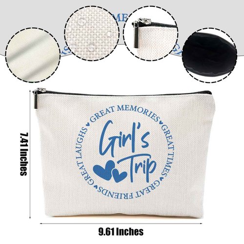3Pcs Girls Trip Gifts Favors, 2025 Girls Weekend Gifts Funny Makeup Bag, Bestie Gifts Weekend Bag Vacation Cosmetic Bag, Friendship Gifts for Women Bestie BFF, Graduation Wedding Gifts Toiletry Bag