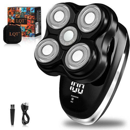 LQT Head Shaver for Bald Men | Wet & Dry Electric Shaver with 5D Floating Head & Magnetic Blades | Rechargeable Razor with LED Display & 3-Second Safety Lock