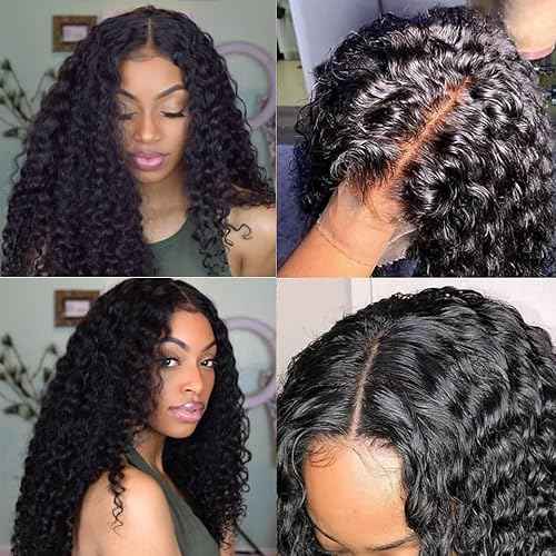 Deep Wave Lace Front Wig Human Hair 13x4 Curly Lace Frontal Wigs for Black Women Water Wave Wig Human Hair Pre Plucked with Baby Hair 180 Density Kinky Curly Wet and Wavy Glueless Wigs