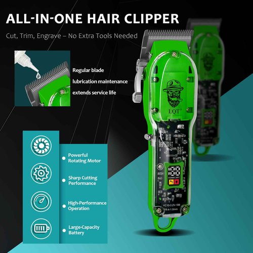 LQT Professional Hair Clippers for Men, Cordless Rechargeable Beard Trimmer & Haircut Kit, Powerful Grooming Tool - Ideal Christmas, Father's Day Gift for Dad, Men