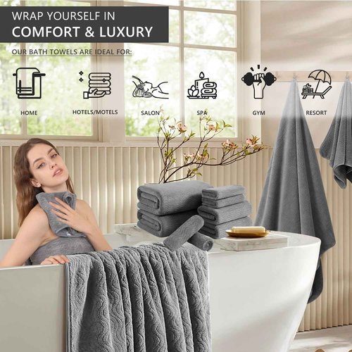 4 Pack Washcloths Set 13"x13",Grey Towel Set for Bathroom,Highly Absorbent & Quick Dry Premium Towel for Daily Use,Soft Microfiber Multipurpose Washcloths Towel Set for Hotel, Spa,Shower,Gym